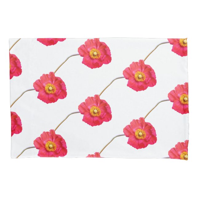 Red pink beautiful poppy flower  pillowcase (Front)