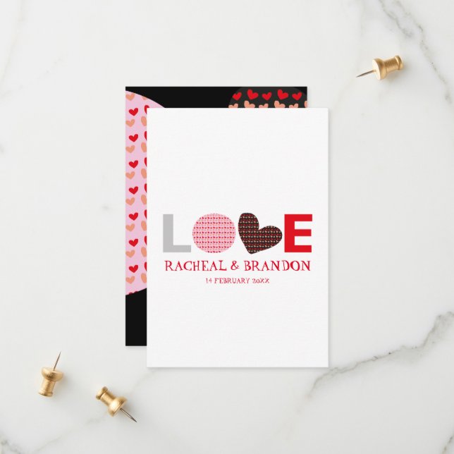 red pink black heart love letter SAVE the dates Save The Date (Front/Back In Situ)