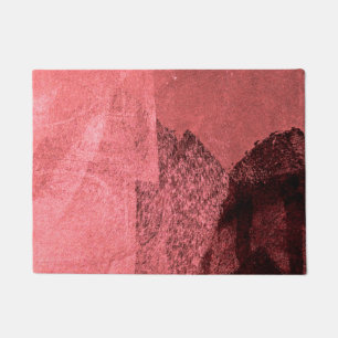 Red pink black love inspired abstract painting art doormat