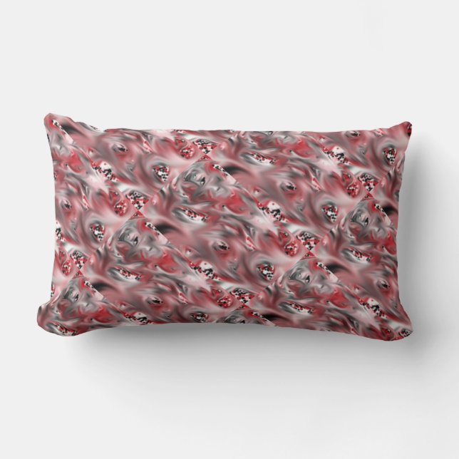 Red, Pink, Black, White Smear Design Pillow (Front)