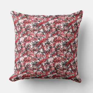 Red, Pink, Black, & White Splatter Design Pillow