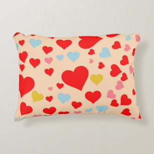 Red Pink Blue Colourful Cute Simple Heart Y2K Patt Decorative Cushion