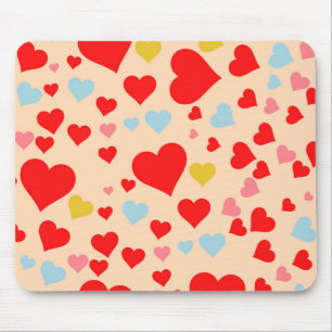 Red Pink Blue Colourful Simple Heart Y2K Pattern Mouse Pad