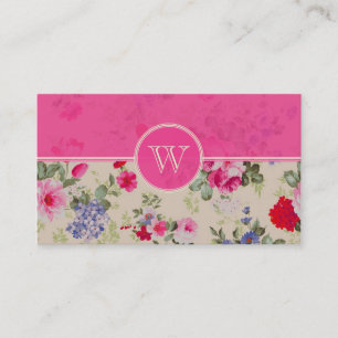 Red Pink & Blue Flowers Design Template Business Card