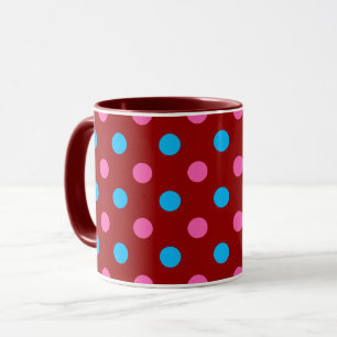 Red Pink Blue Polka Dot Pattern Mug