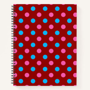 Red Pink Blue Polka Dot Pattern Notebook