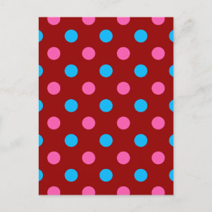 Red Pink Blue Polka Dot Pattern Postcard