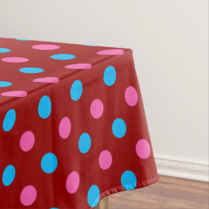 Red Pink Blue Polka Dot Pattern Tablecloth