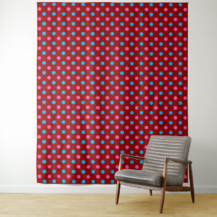Red Pink Blue Polka Dot Pattern Tapestry