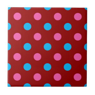Red Pink Blue Polka Dot Pattern Tile