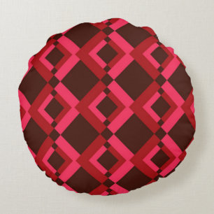 Red, pink, bold, lively, cool, trendy geometric round cushion