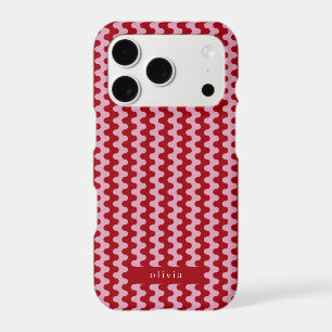 Red Pink Bold Wavy Pattern With Name