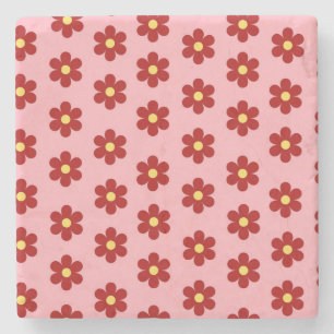 Red Pink Bold Y2K Wildflower Vibrant Spring Decor Stone Coaster