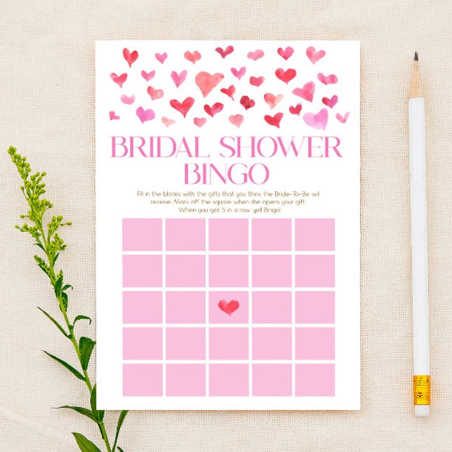 Red Pink Bridal Shower Bingo Bridal Shower Game Stationery (Creator Uploaded)