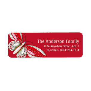 Red & Pink Butterfly 2 Elegant Address Labels