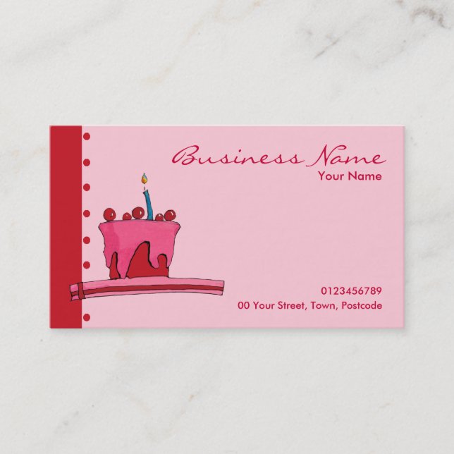 Red & Pink Cake pink Business Card (Front)