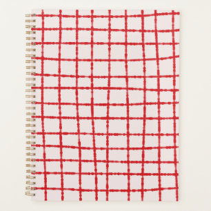 Red Pink Check Pattern Bold & Organised Planner