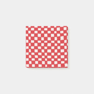 Red Pink Chequerboard Bold Chequered Pattern Post-it Notes