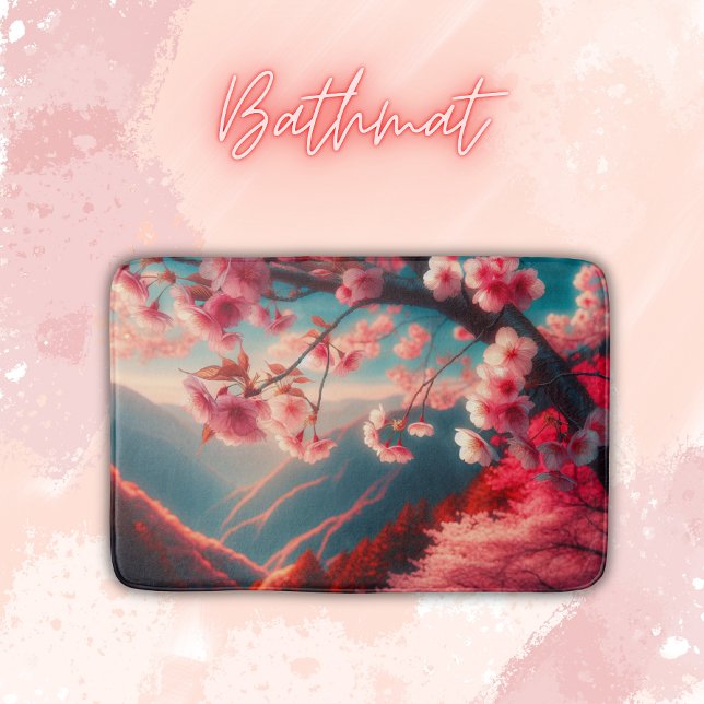 Red & Pink Cherry Blossoms |  Bath Mat (Creator Uploaded)