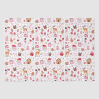 Red Pink Christmas Santa Claus Reindeer Wonderland