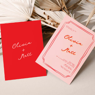 Red + Pink Colorful Wedding Invite