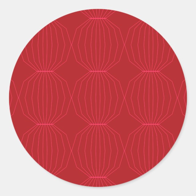 Red, pink, cool, unique, trendy, decorative art classic round sticker (Front)