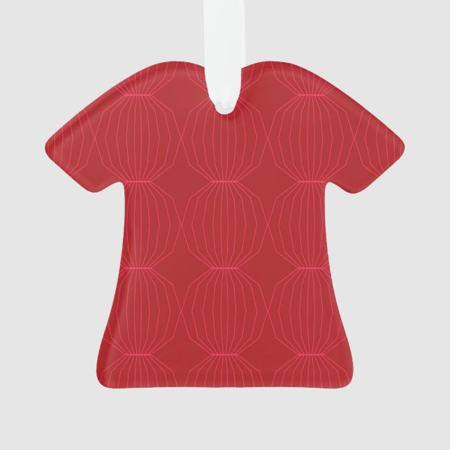 Red, pink, cool, unique, trendy, decorative art ornament (Back)