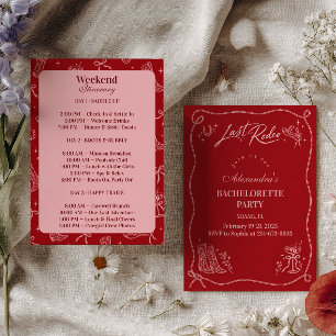 Red Pink Coquette Last Rodeo Bachelorette Invitation