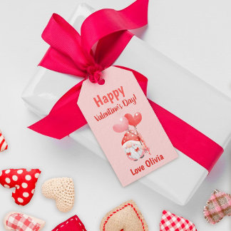 Red Pink Cute Happy Valentine's Day Card Gift Tags