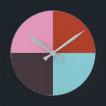 Red Pink Eggplant Blue Round Clock<br><div class="desc">... ... ... ... ... ... ... .</div>