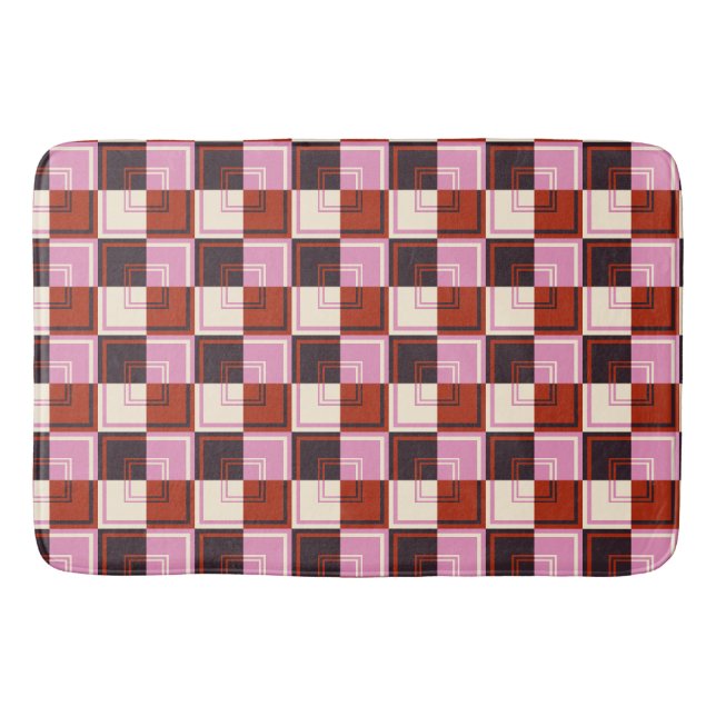 Red Pink Eggplant Ivory Bath Mat (Front)