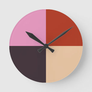 Red Pink Eggplant Ivory Round Clock