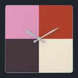 Red Pink Eggplant Ivory Square Wall Clock<br><div class="desc">2024</div>