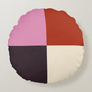 Red Pink Eggplant Ivory Stylish Round Cushion