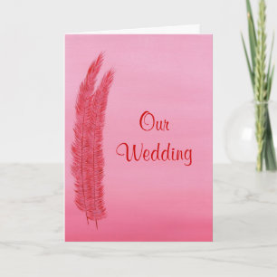 Red Pink Feathers Wedding Invitations Cards