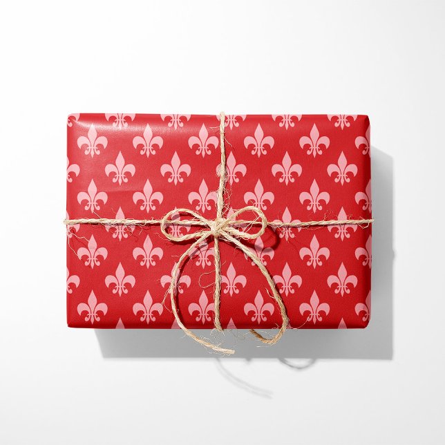 Red & Pink Fleur-de-Lis Wrapping Paper (Creator Uploaded)