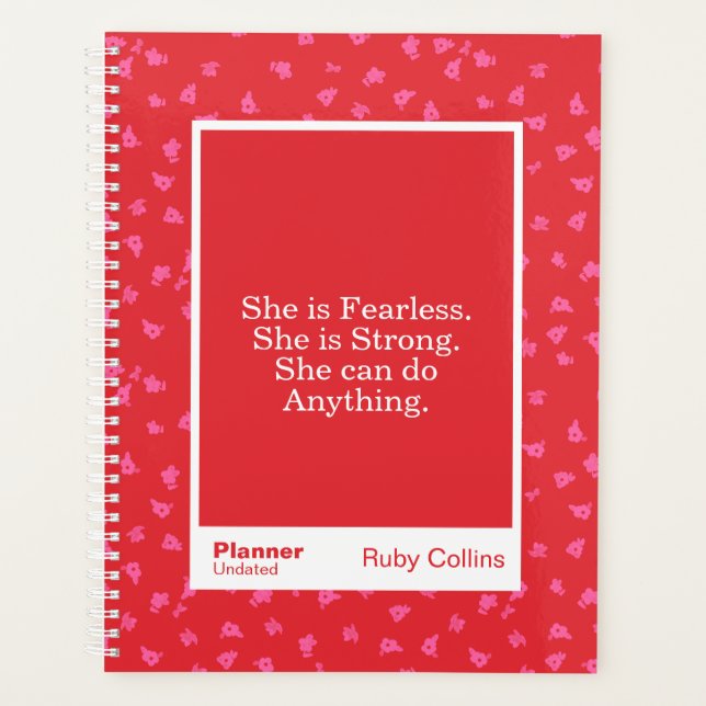 Red/Pink Floral Block Quote | Fully Customisable Planner (Front)