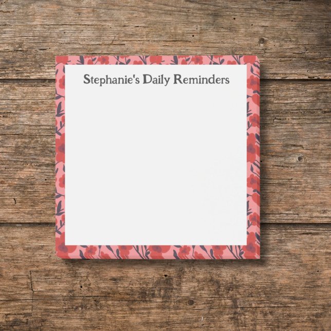 Red Pink Floral Daily Reminder Sticky Post-it Notes (Creator Uploaded)