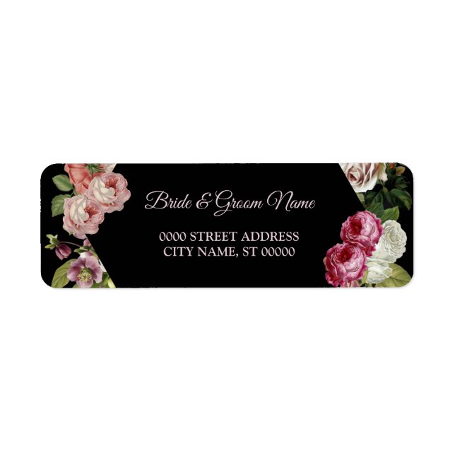 Red Pink Floral Greenery Black Return Address (Front)