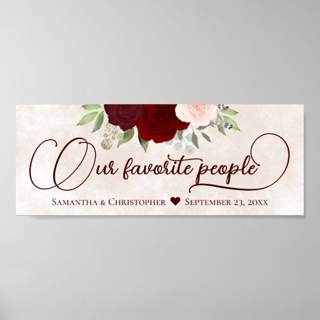 Red & Pink Floral Our Favourite People Header Poster (Front)