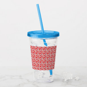 Red Pink Floral Seamless Pattern Dark Aesthetic Acrylic Tumbler