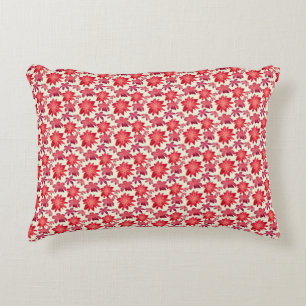 Red Pink Floral Seamless Pattern Dark Aesthetic  Decorative Cushion