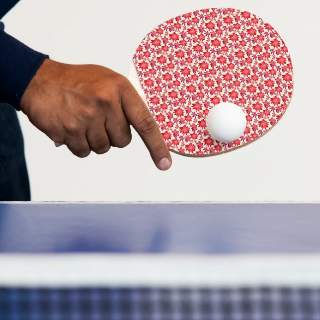 Red Pink Floral Seamless Pattern Dark Aesthetic  Ping Pong Paddle (Insitu)