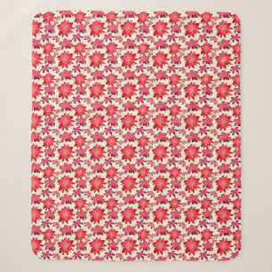 Red Pink Floral Seamless Pattern Dark Aesthetic Sherpa Blanket