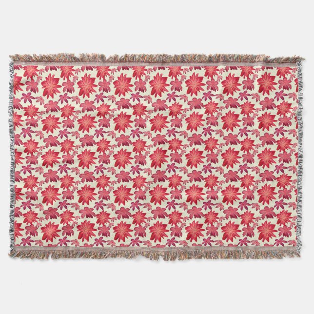 Red Pink Floral Seamless Pattern Dark Aesthetic  Throw Blanket (Front)