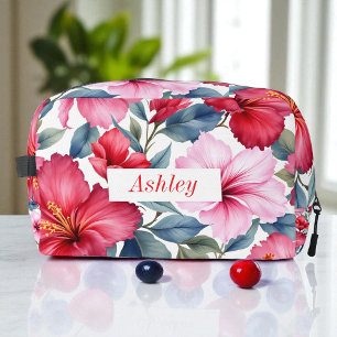 Red Pink Floral Watercolor Elegant Dopp Kit