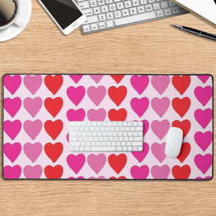 Red Pink Fuchsia Hearts  Desk Mat