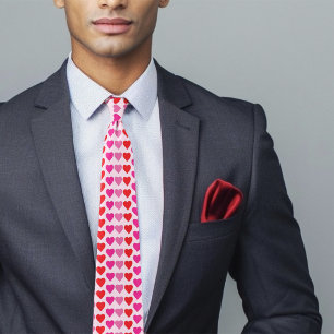 Red Pink Fuchsia Hearts Tie