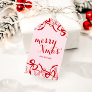Red Pink Girly Coquette Christmas Gift Tags