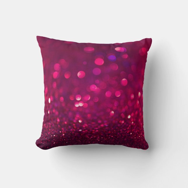 Red Pink Glitter: Abstract Bokeh Cushion (Front)